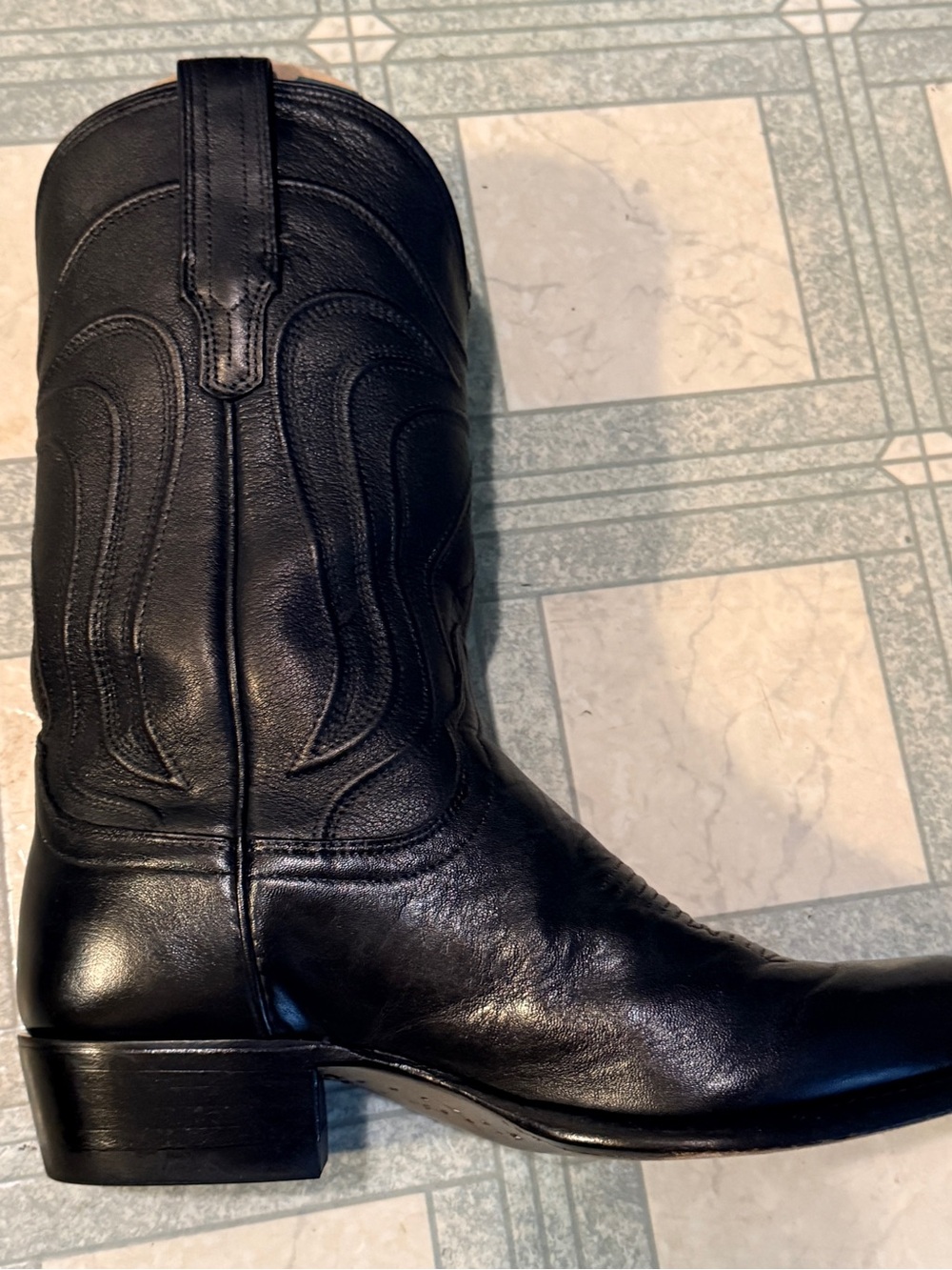 Tecovas “The Cartwright” midnight calfskin Leather Cowboy Boots size 8EE - Picture 2 of 11